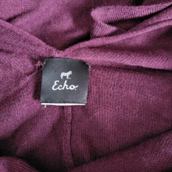 Echo Purple Poncho Sweater One Sz Burgundy Wine - Picture 4 of 9